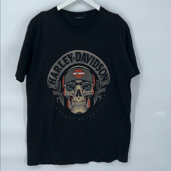 Harley-Davidson Skull Graphic T-Shirt Black Denver Aurora Biker Tee - Picture 4 of 8